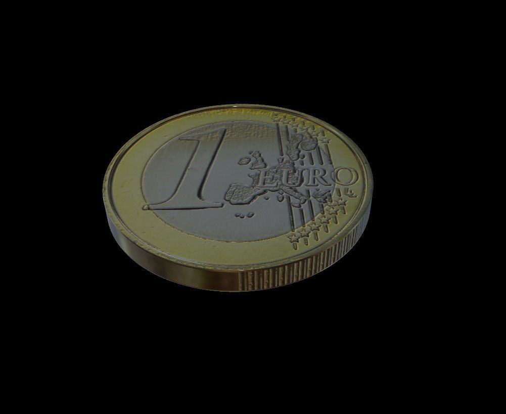 1 Euro Coin - France Low-poly 3D model_7