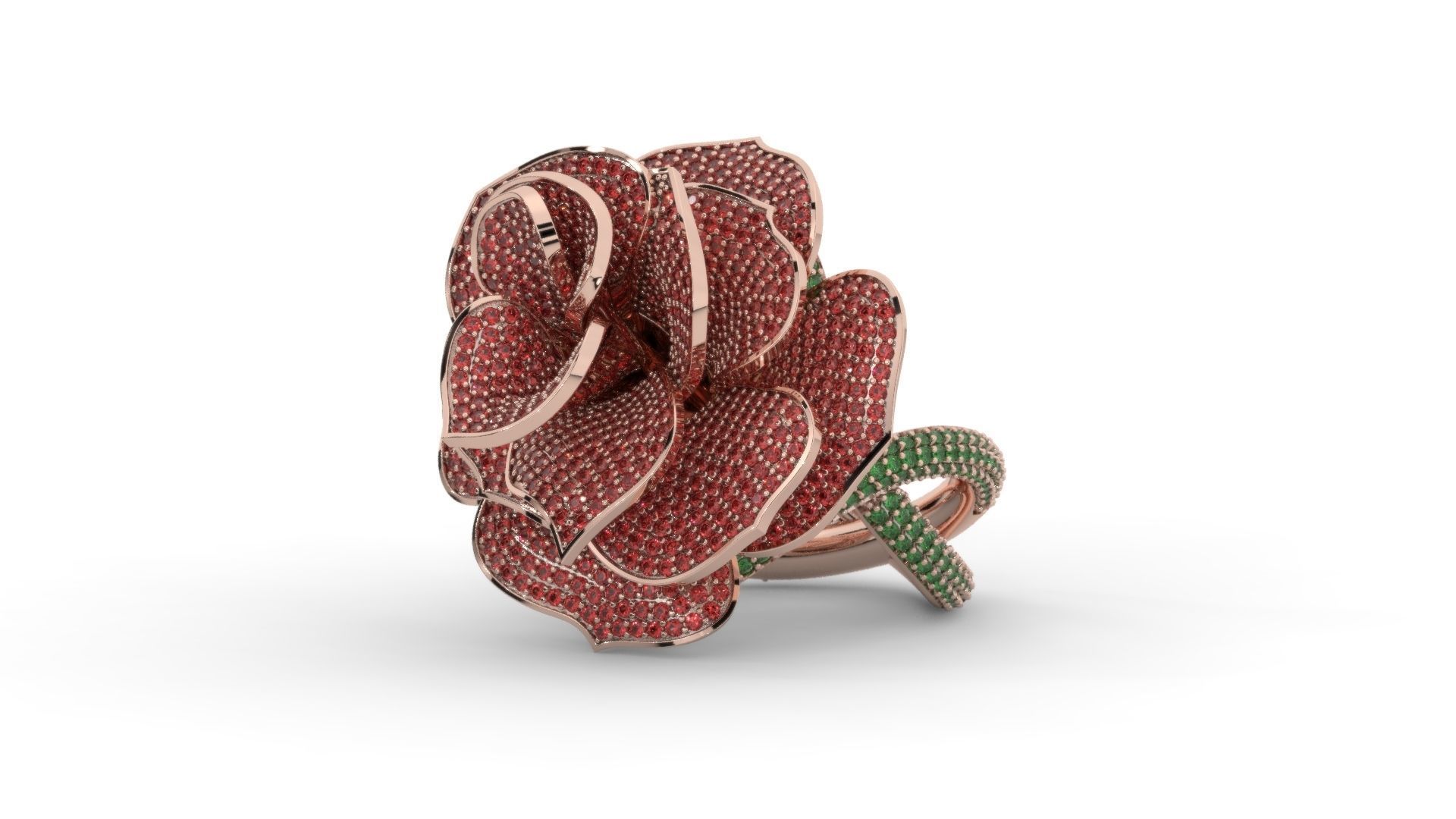 Diamond ring rose 3D print model_31