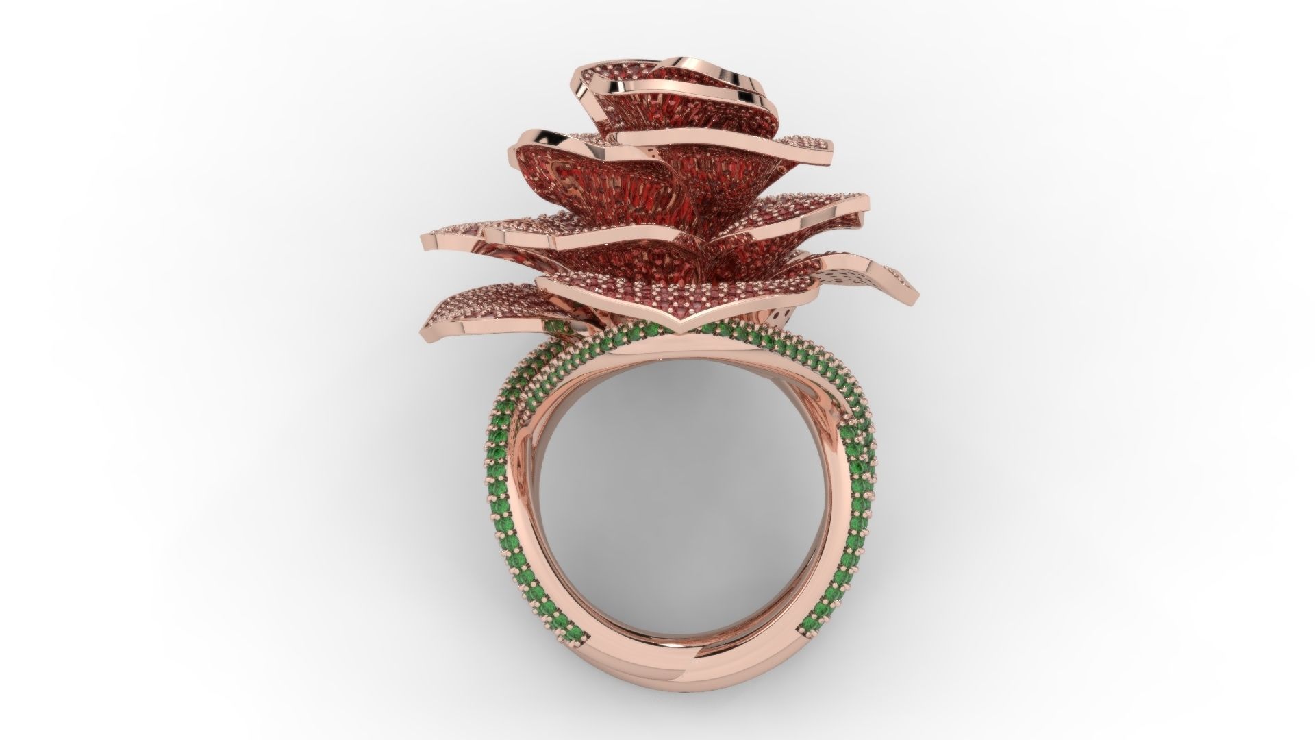 Diamond ring rose 3D print model_5