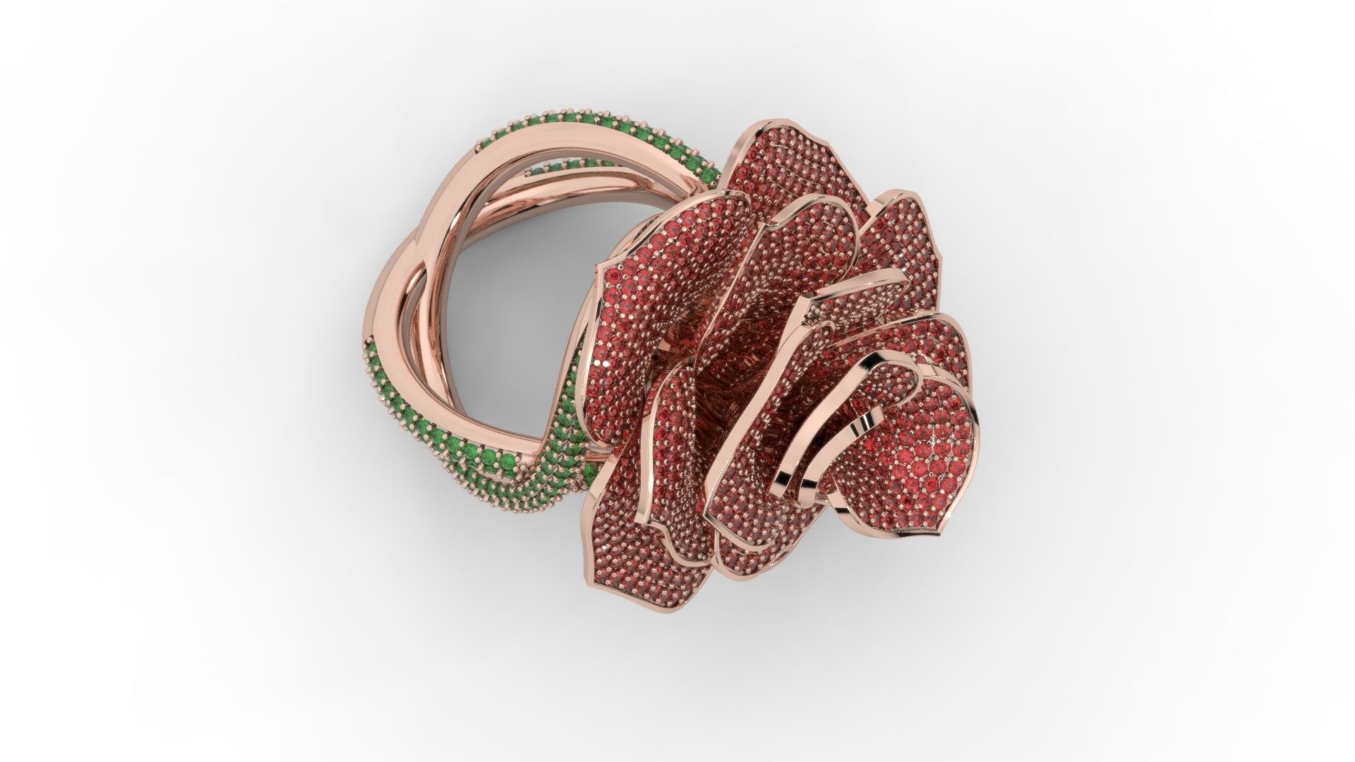 Diamond ring rose 3D print model_7