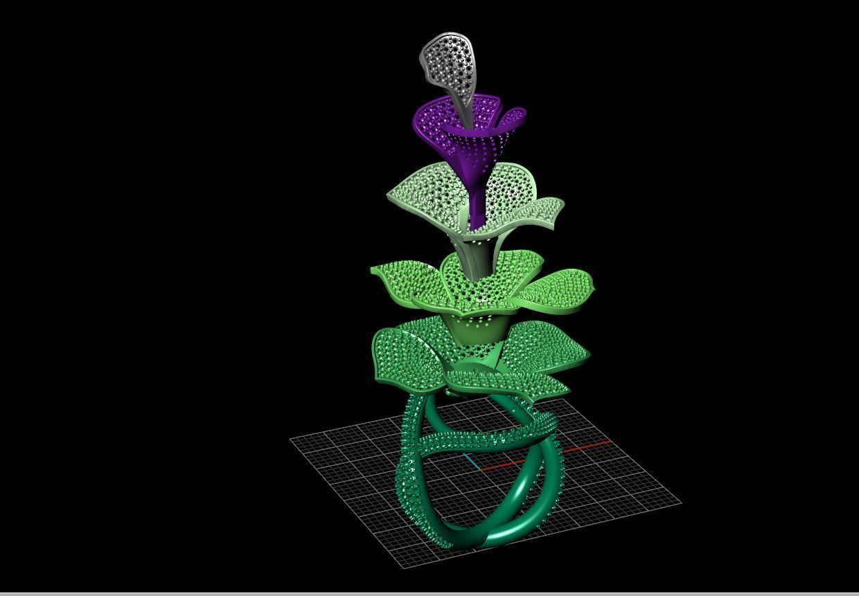 Diamond ring rose 3D print model_19