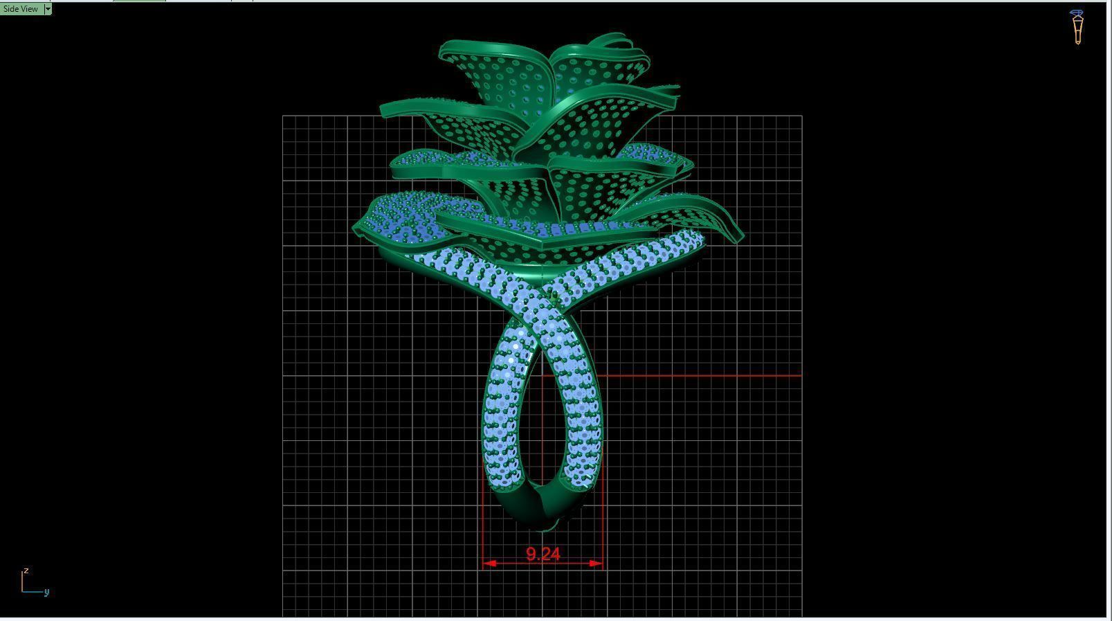 Diamond ring rose 3D print model_21