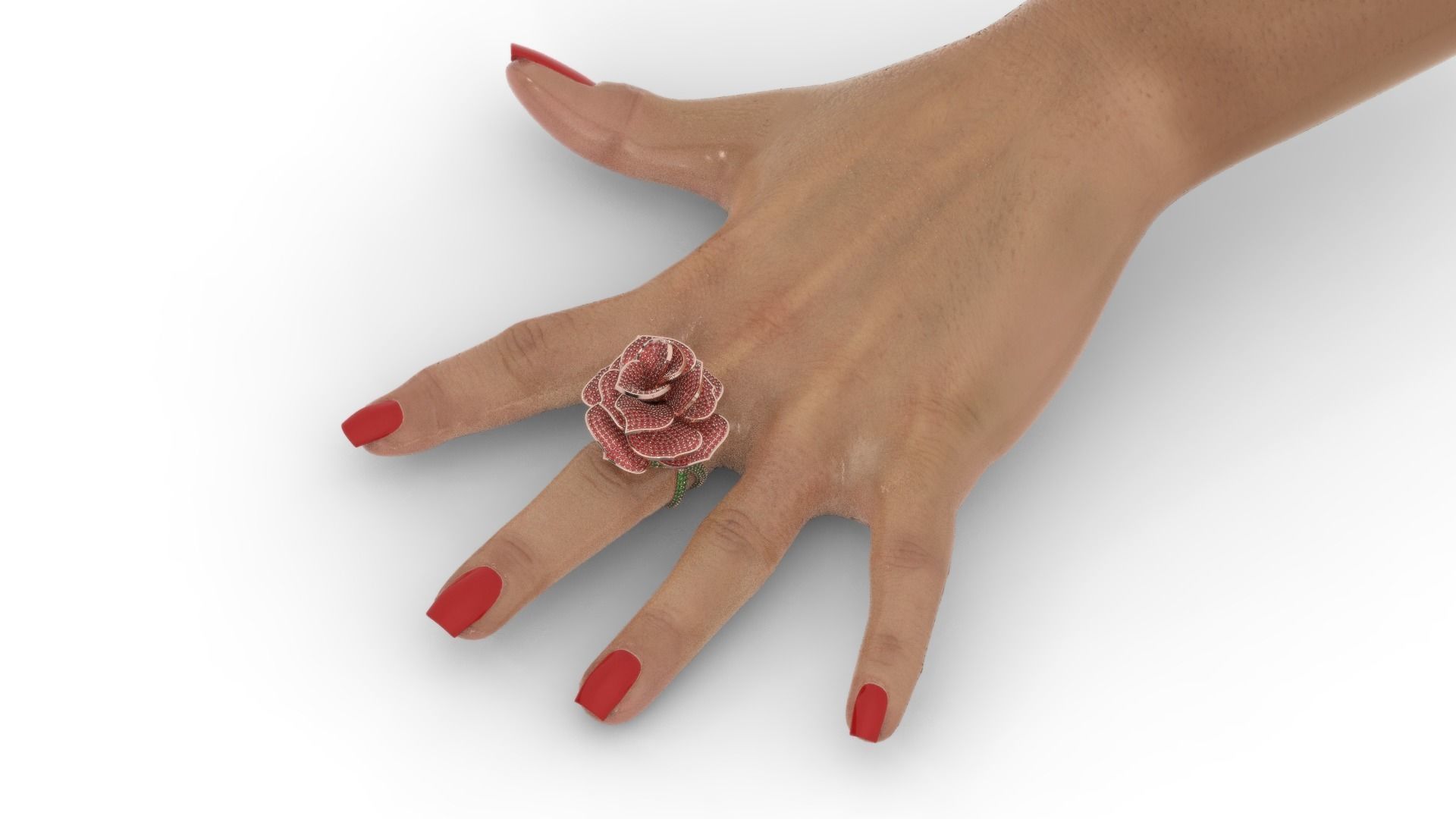 Diamond ring rose 3D print model_29