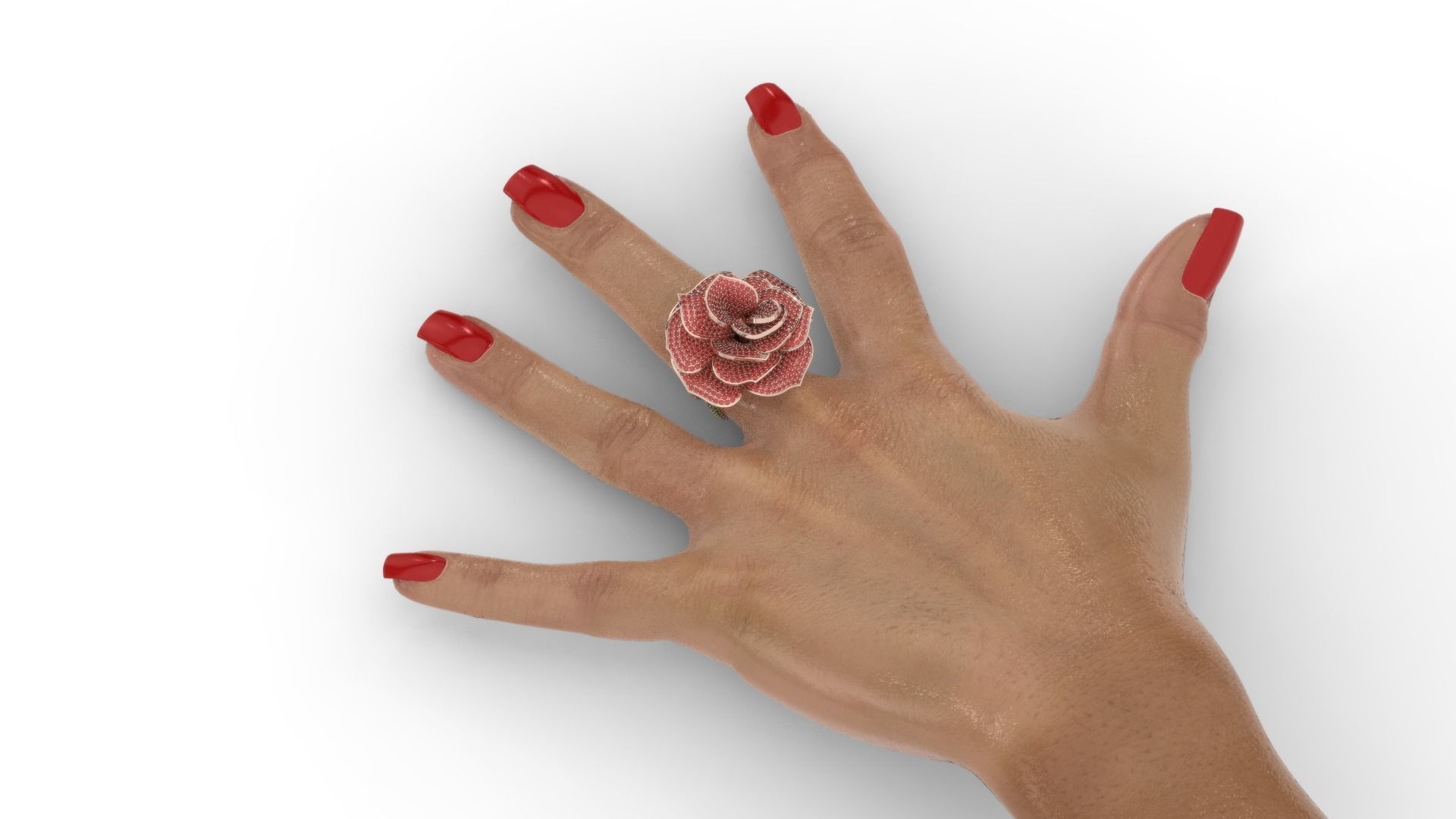 Diamond ring rose 3D print model_33
