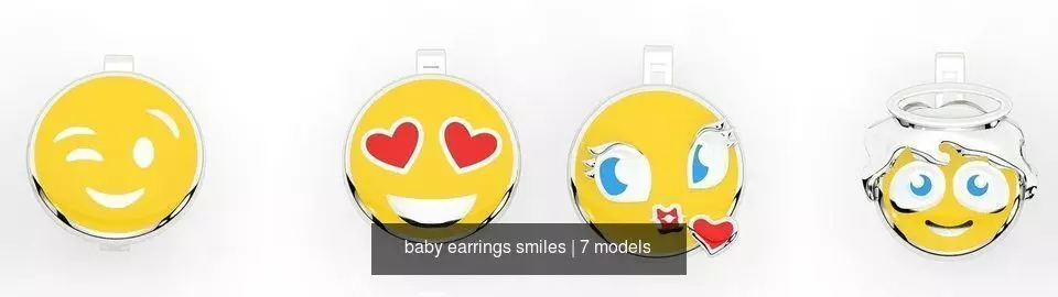 baby earrings smiles 3D Model Collection_0