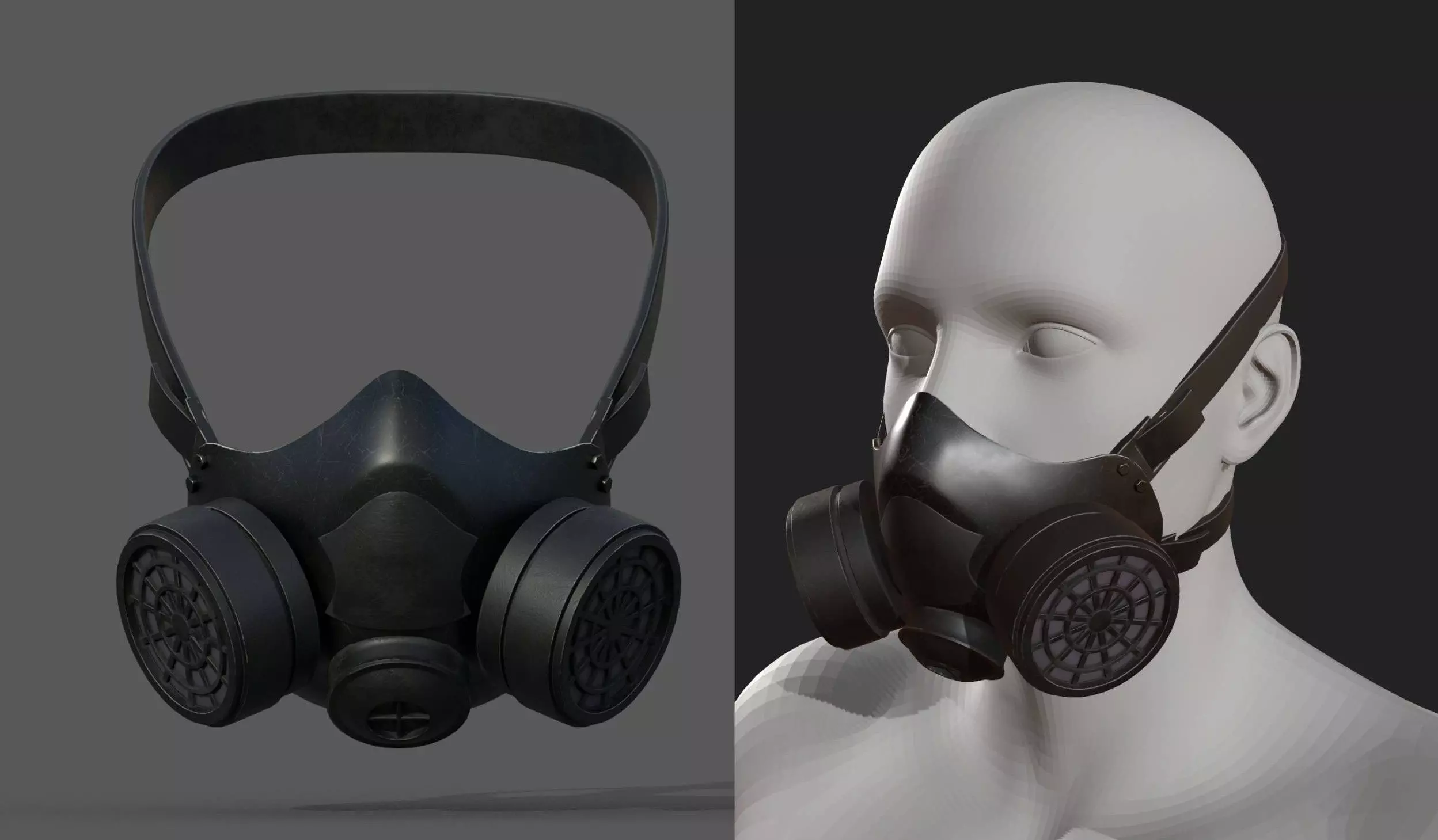 Gas mask helmet futuristic technology protection  Low-poly 3D model_0