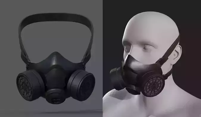 Gas mask helmet futuristic technology protection  Low-poly 3D model