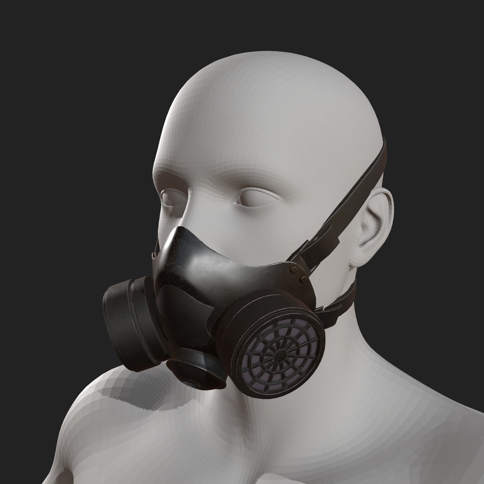 Gas mask helmet futuristic technology protection  Low-poly 3D model_4