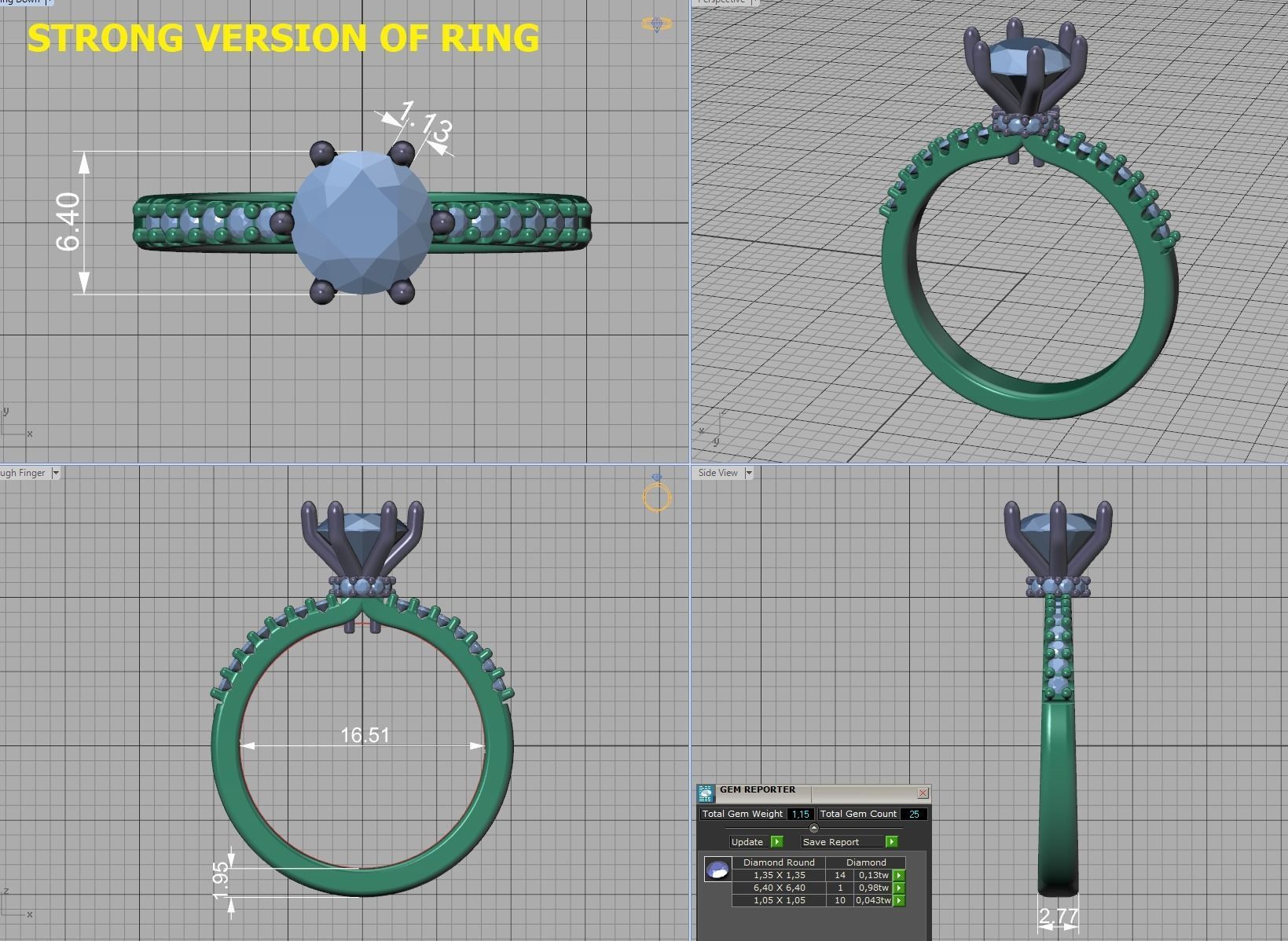 Engagement ring  1CT stone Six-prong Solitaire ring 3dmodel 3D print model_21