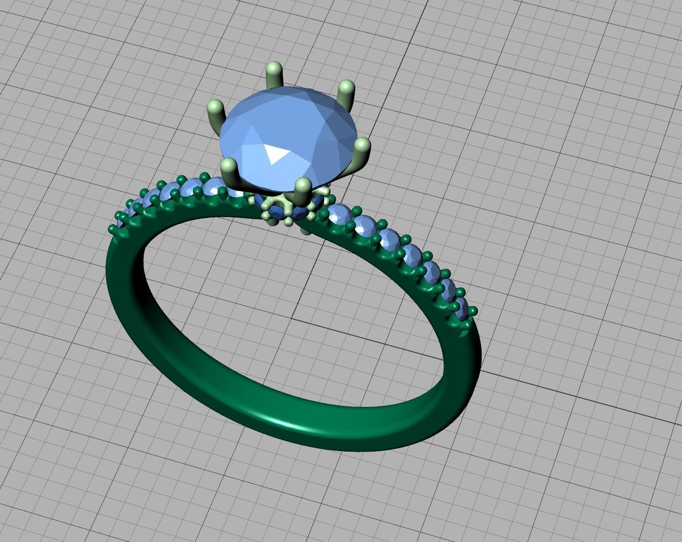 Engagement ring  1CT stone Six-prong Solitaire ring 3dmodel 3D print model_17