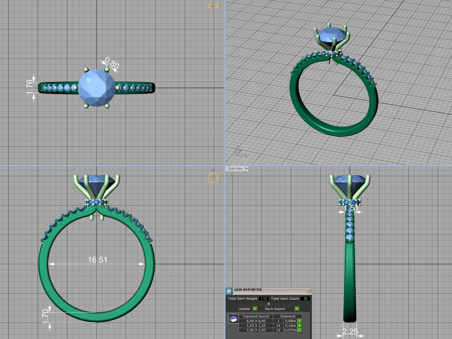 Engagement ring  1CT stone Six-prong Solitaire ring 3dmodel 3D print model_15