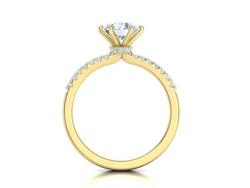 Engagement ring  1CT stone Six-prong Solitaire ring 3dmodel 3D print model_12