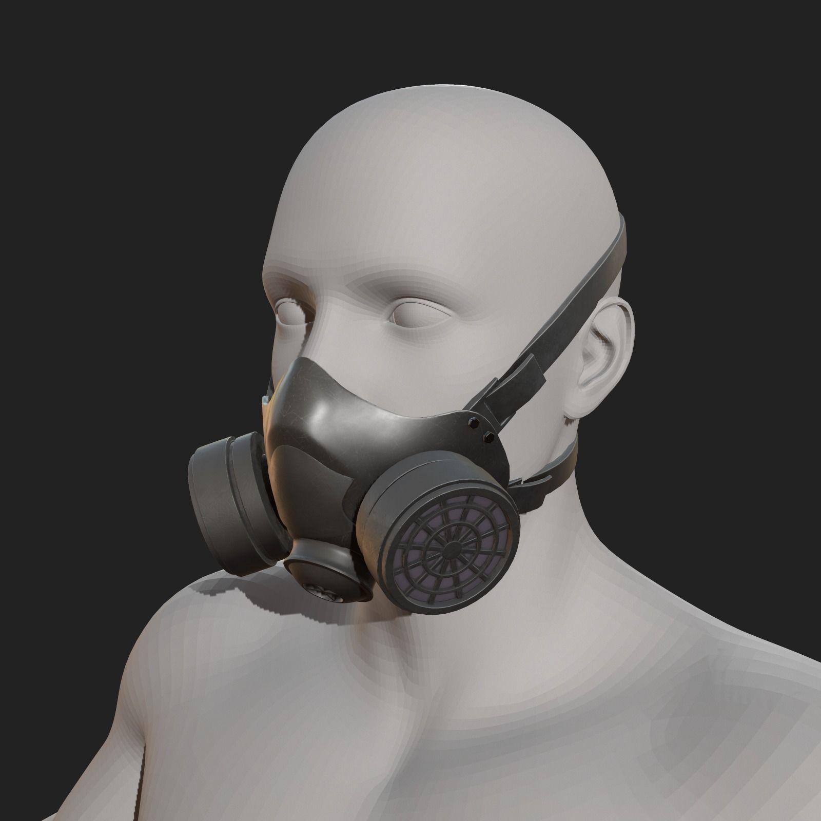 Gas mask helmet scifi futuristic technology protection  Low-poly 3D model_7