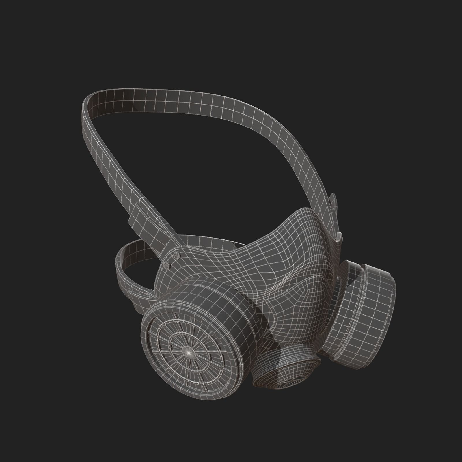 Gas mask helmet scifi futuristic technology protection  Low-poly 3D model_9