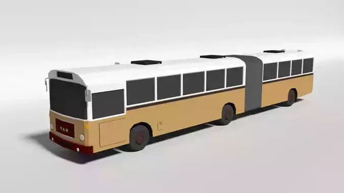 Low Poly Cartoon Retro Bus 