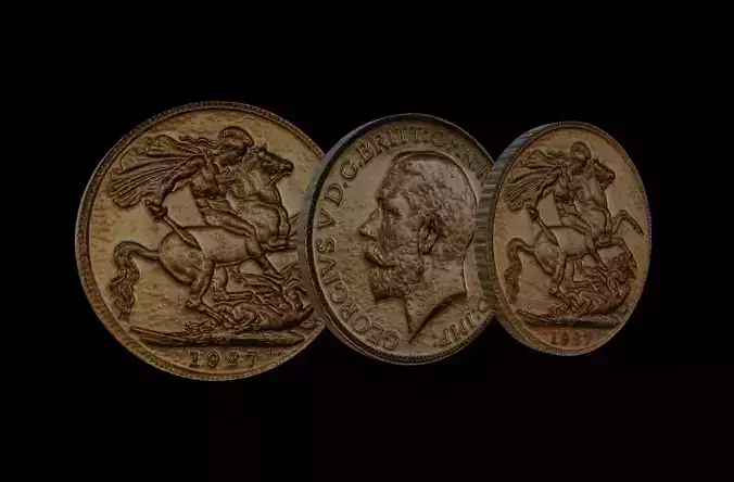Coin - George V Sovereign Low-poly 3D model