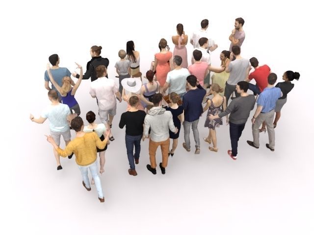 30x MAN WOMAN  SUMMER PEOPLE VOL01 VOL02 CROWD Low-poly 3D model_9