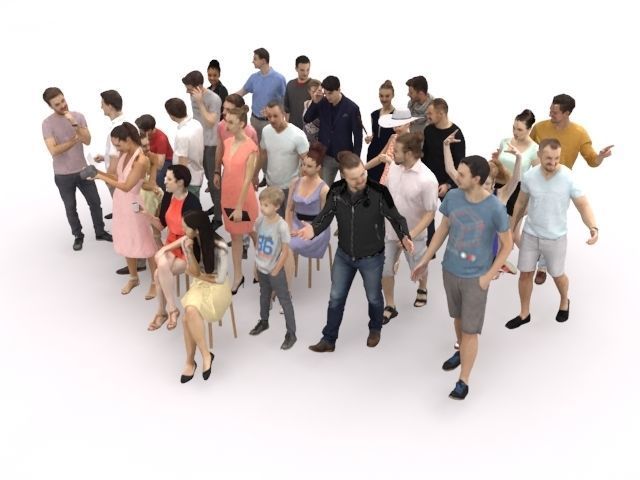 30x MAN WOMAN  SUMMER PEOPLE VOL01 VOL02 CROWD Low-poly 3D model_4