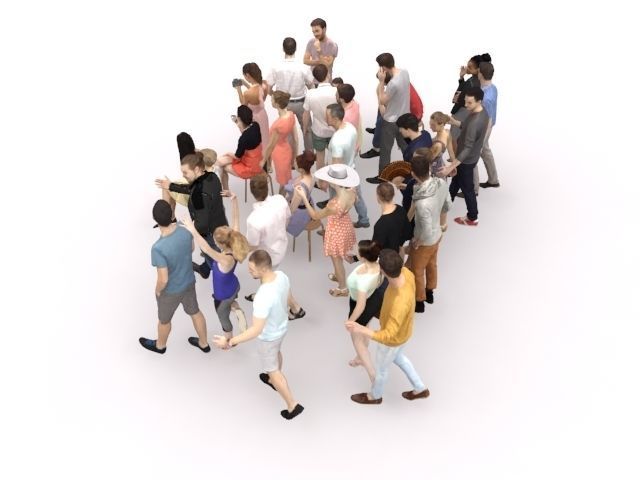 30x MAN WOMAN  SUMMER PEOPLE VOL01 VOL02 CROWD Low-poly 3D model_7