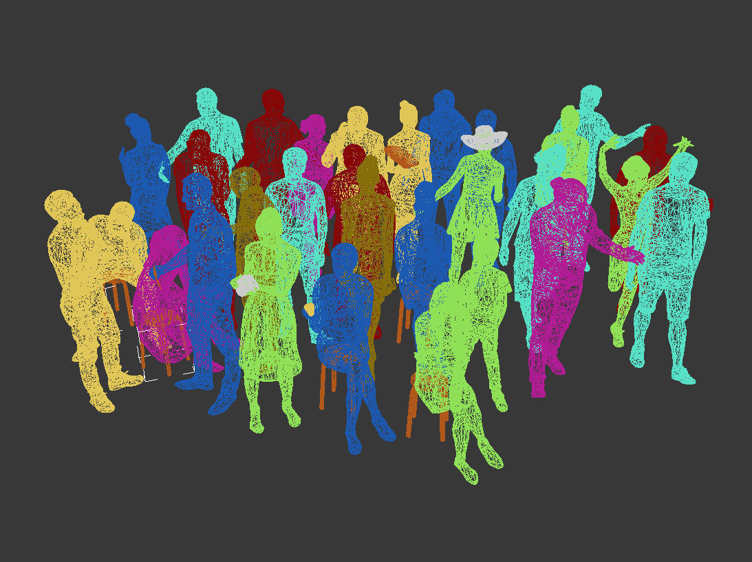 30x MAN WOMAN  SUMMER PEOPLE VOL01 VOL02 CROWD Low-poly 3D model_1
