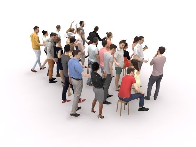 30x MAN WOMAN  SUMMER PEOPLE VOL01 VOL02 CROWD Low-poly 3D model_13