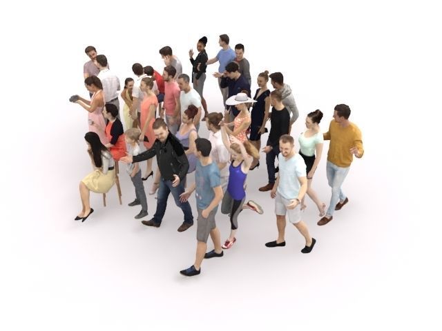 30x MAN WOMAN  SUMMER PEOPLE VOL01 VOL02 CROWD Low-poly 3D model_5