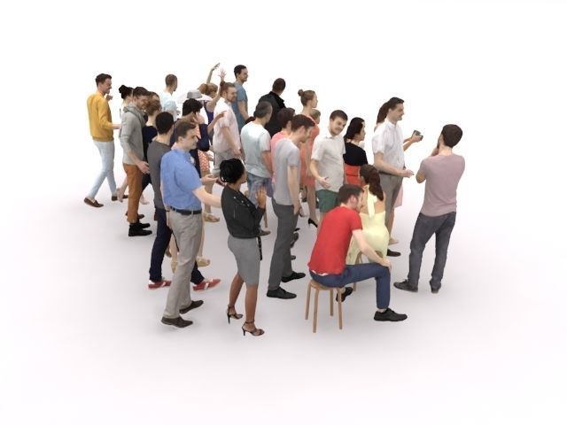 30x MAN WOMAN  SUMMER PEOPLE VOL01 VOL02 CROWD Low-poly 3D model_14