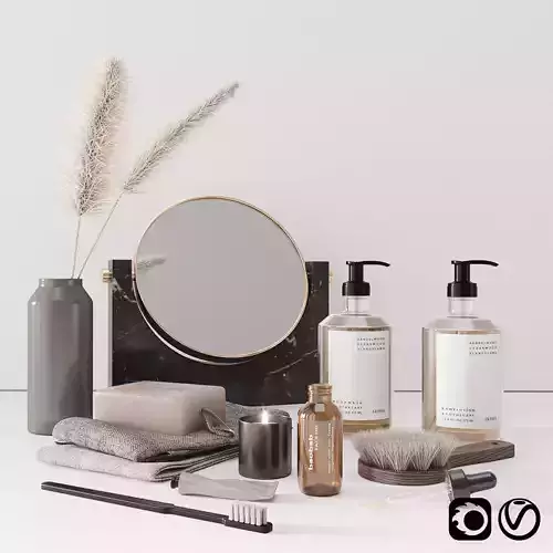 Bathroom set with pampas