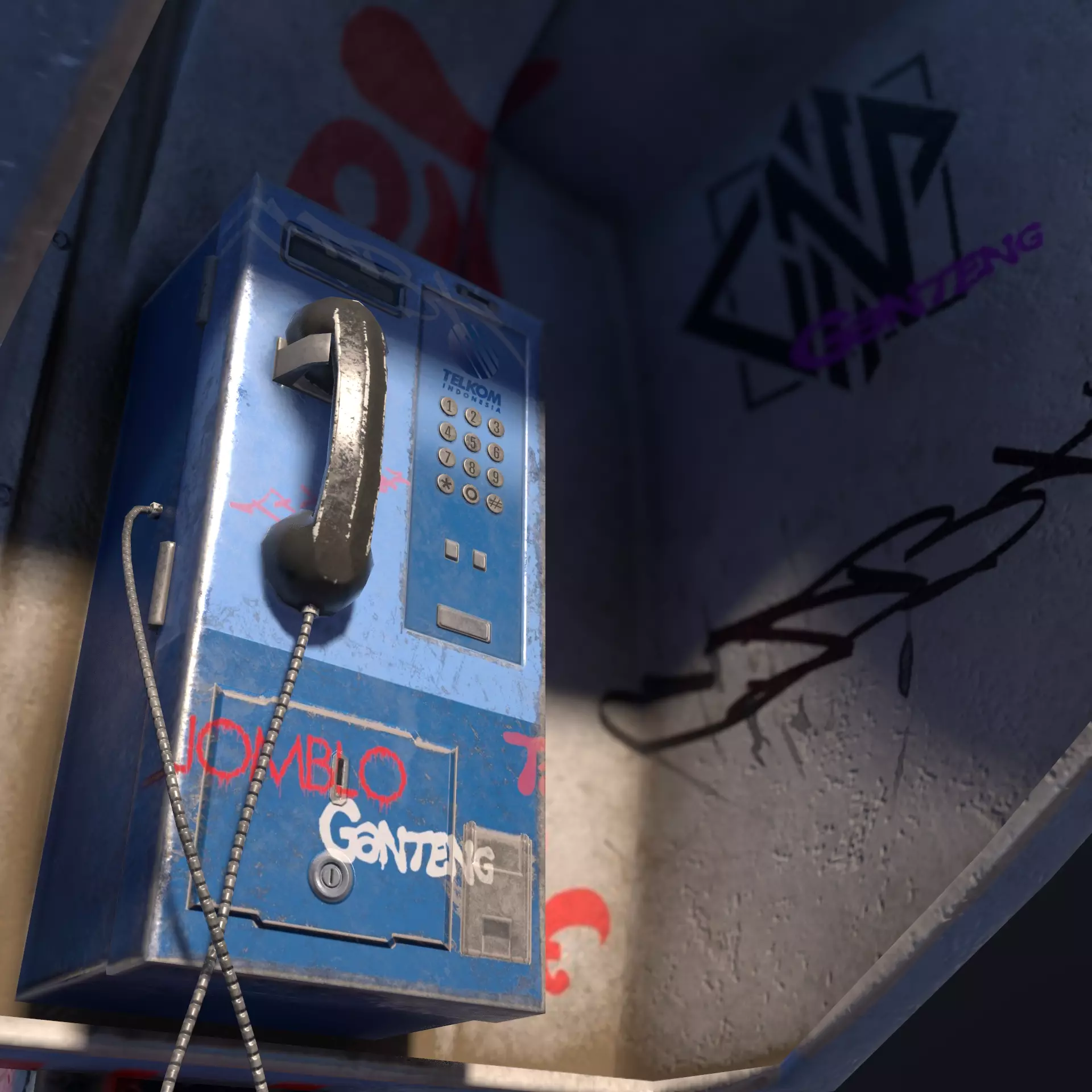 Indonesian Old public telephone blender model 3D model_0