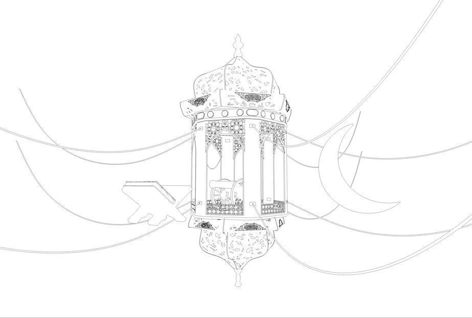 Fanoos Ramadan with 3 Accessories  Free 3D model_3