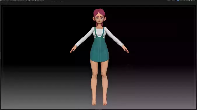 ZBrush Stylized Character Girl Base Mesh - Amy Girl Style 11