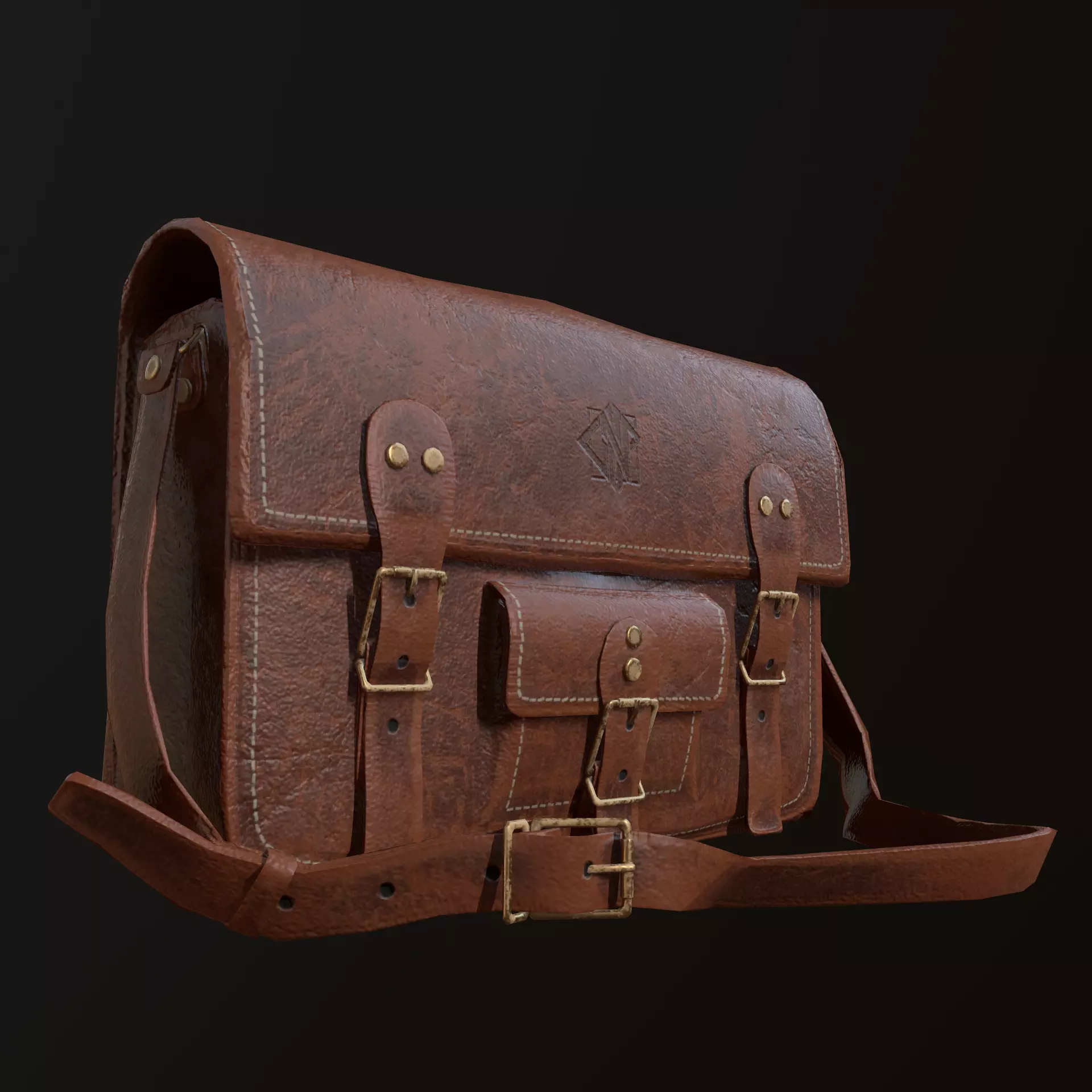 leather bag blender Low-poly 3D model_0