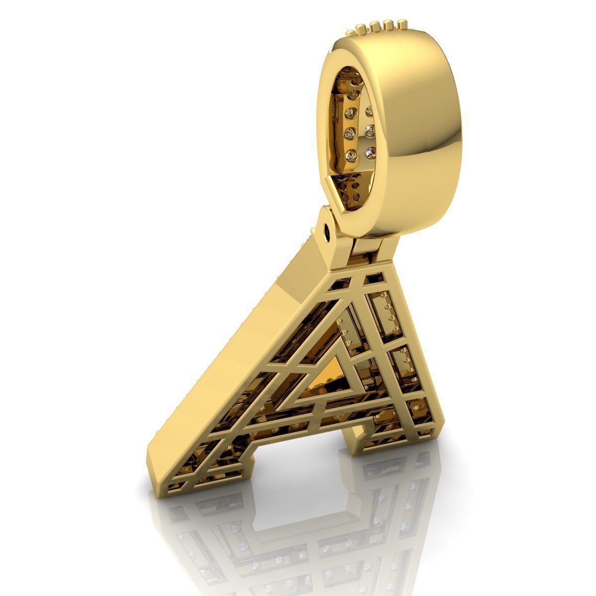 Alphabet Latter A Diamond Pendent 3d Model print  3D print model_7