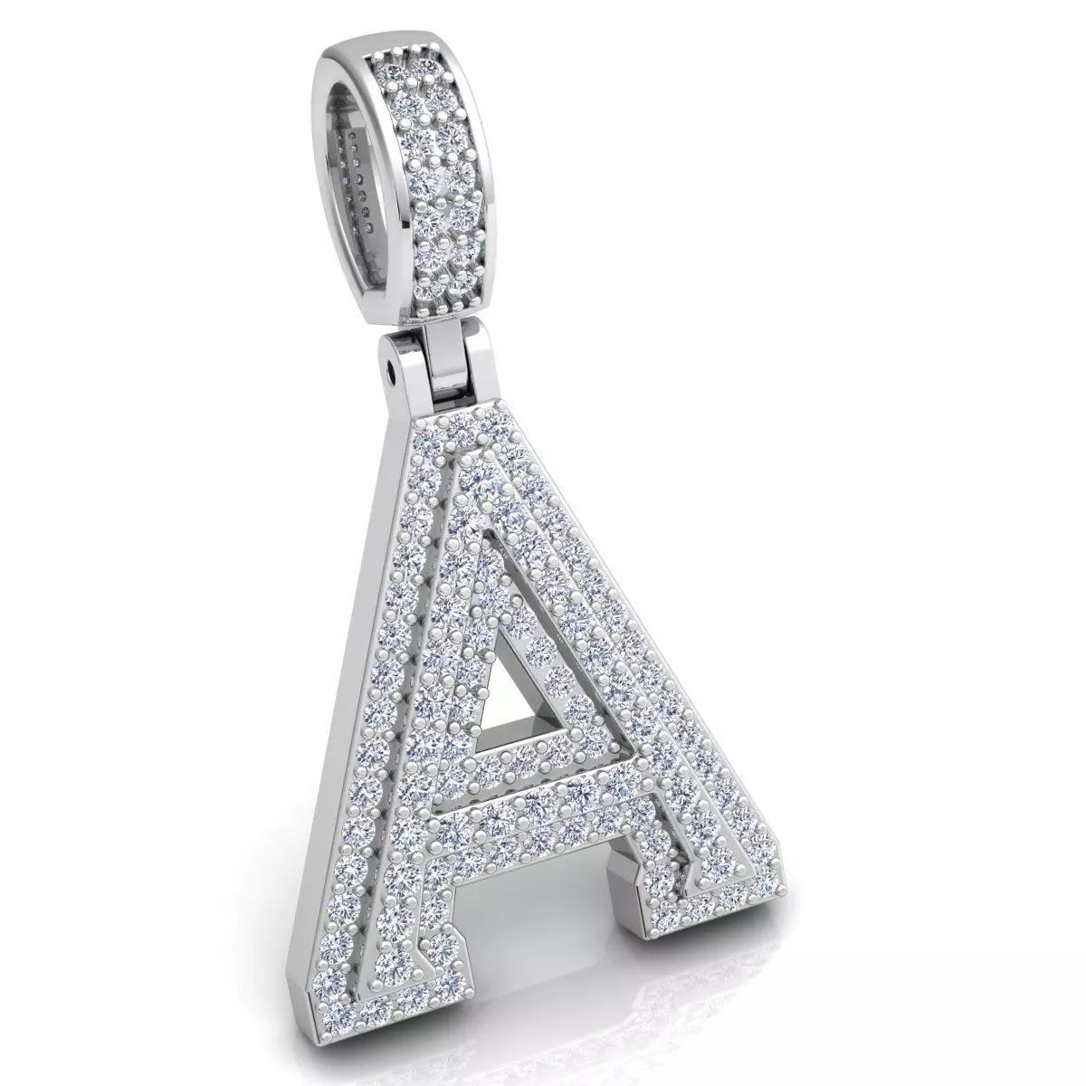 Alphabet Latter A Diamond Pendent 3d Model print  3D print model_0