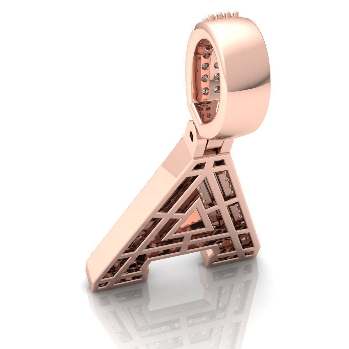 Alphabet Latter A Diamond Pendent 3d Model print  3D print model_8