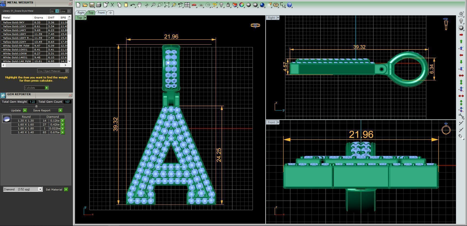 Alphabet Latter A Diamond Pendent 3d Model print  3D print model_2