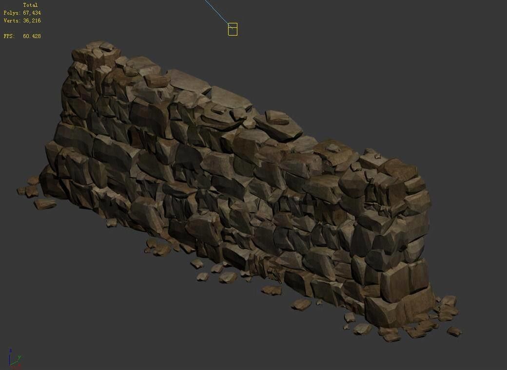 Water caravan - stone wall 3D model_6