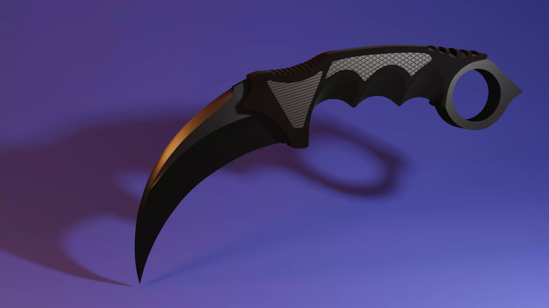Karambit knife Low-poly 3D model_0