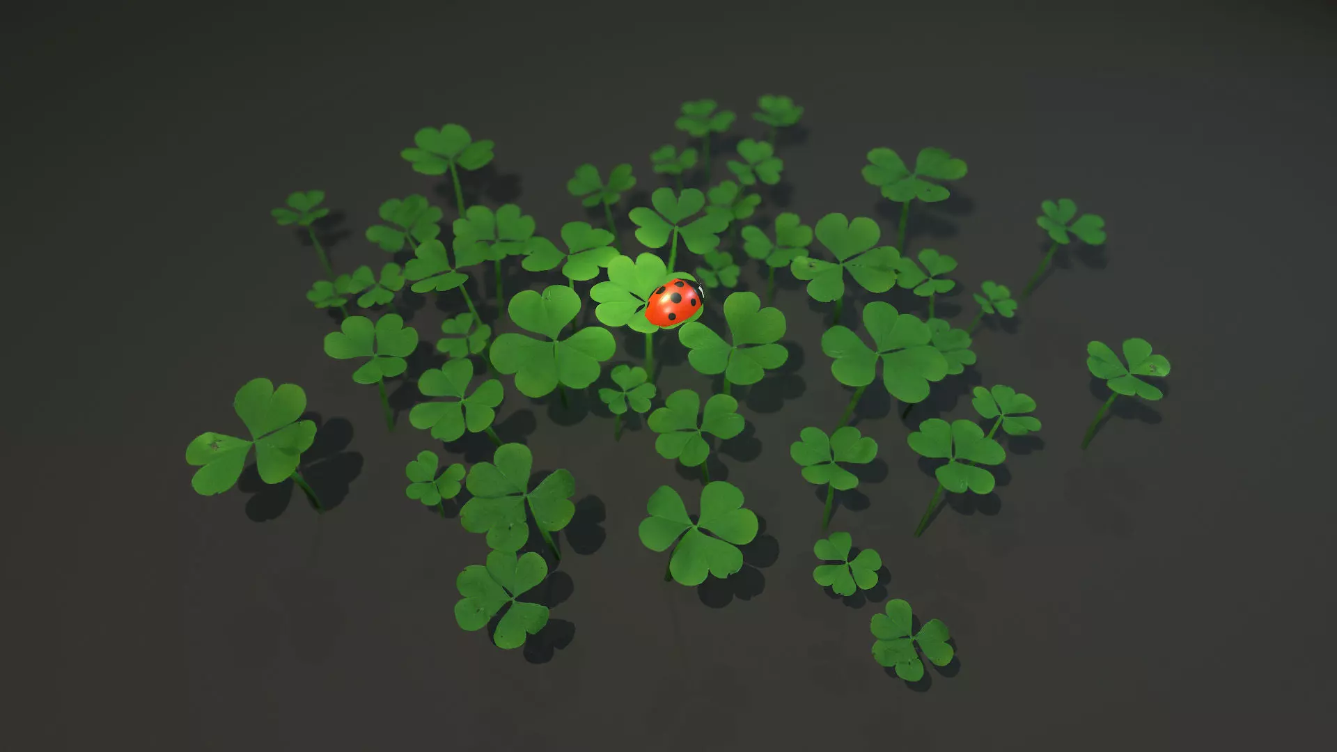 Clover with ladybug Low-poly 3D model