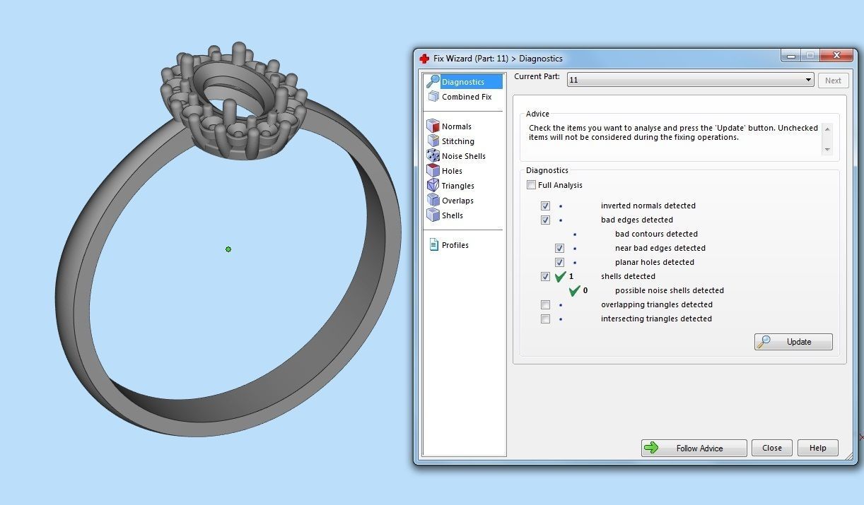 Classic ring with an oval stone 3D print model_3