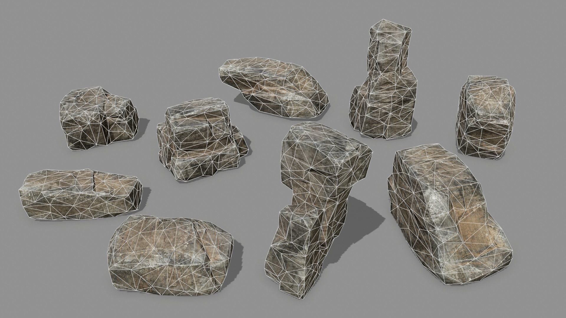 Rock Set Low-poly 3D model_13