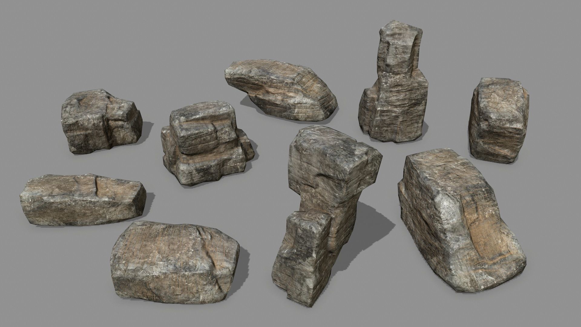 Rock Set Low-poly 3D model_12