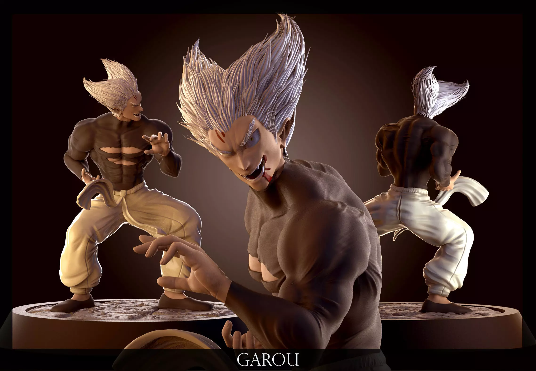 Garou statue of character garbo 3D print model_0