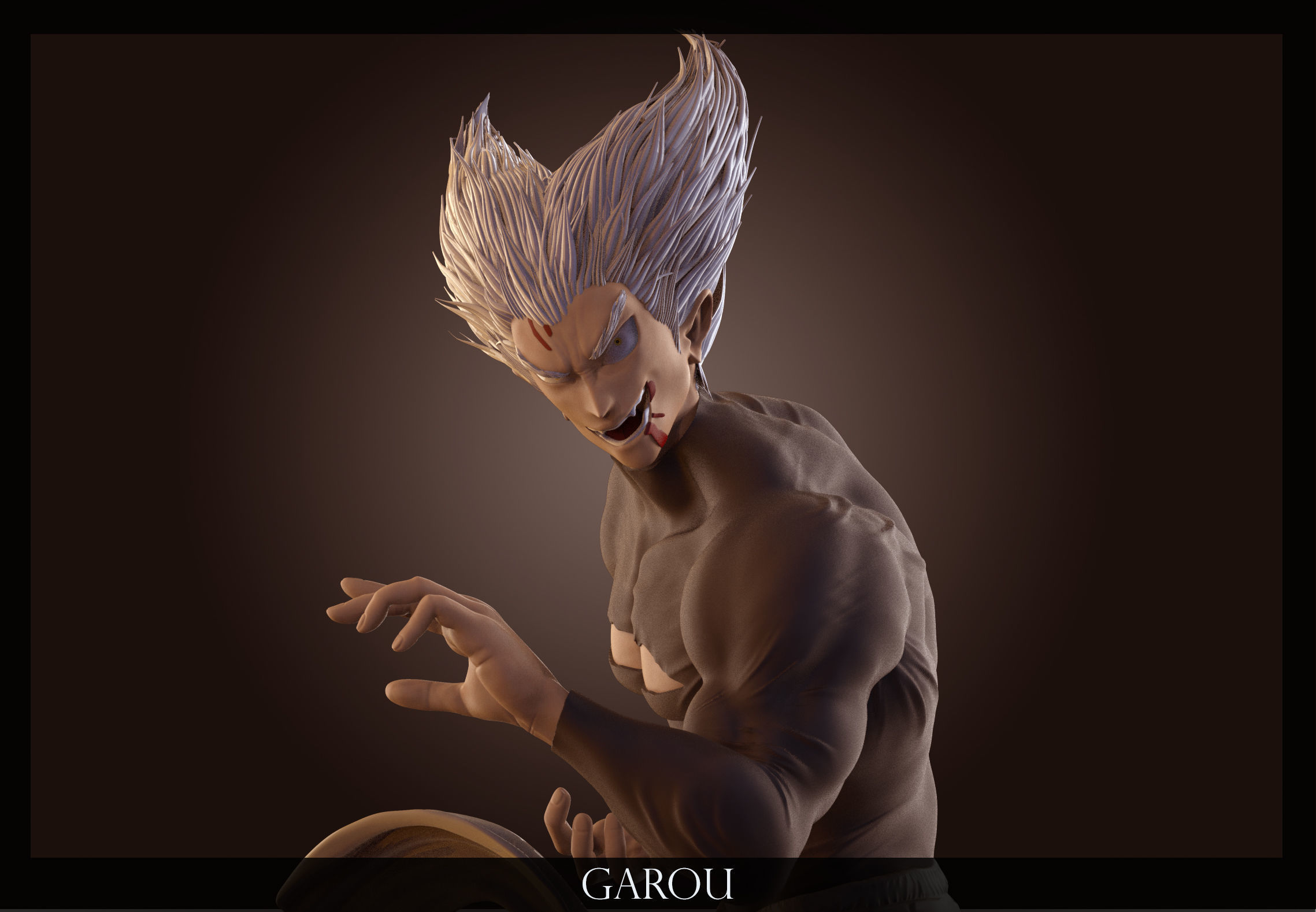 Garou statue of character garbo 3D print model_7