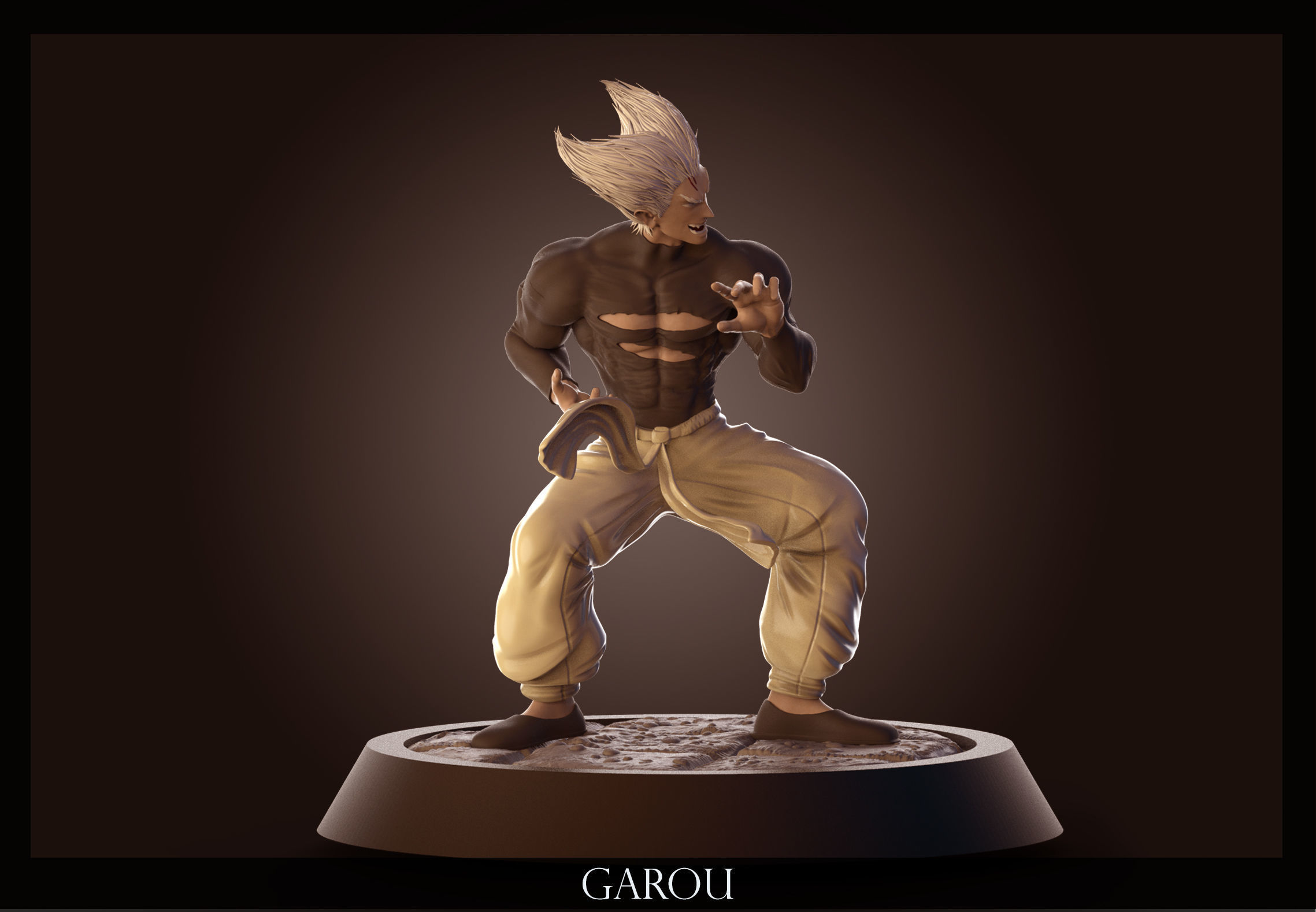 Garou statue of character garbo 3D print model_2