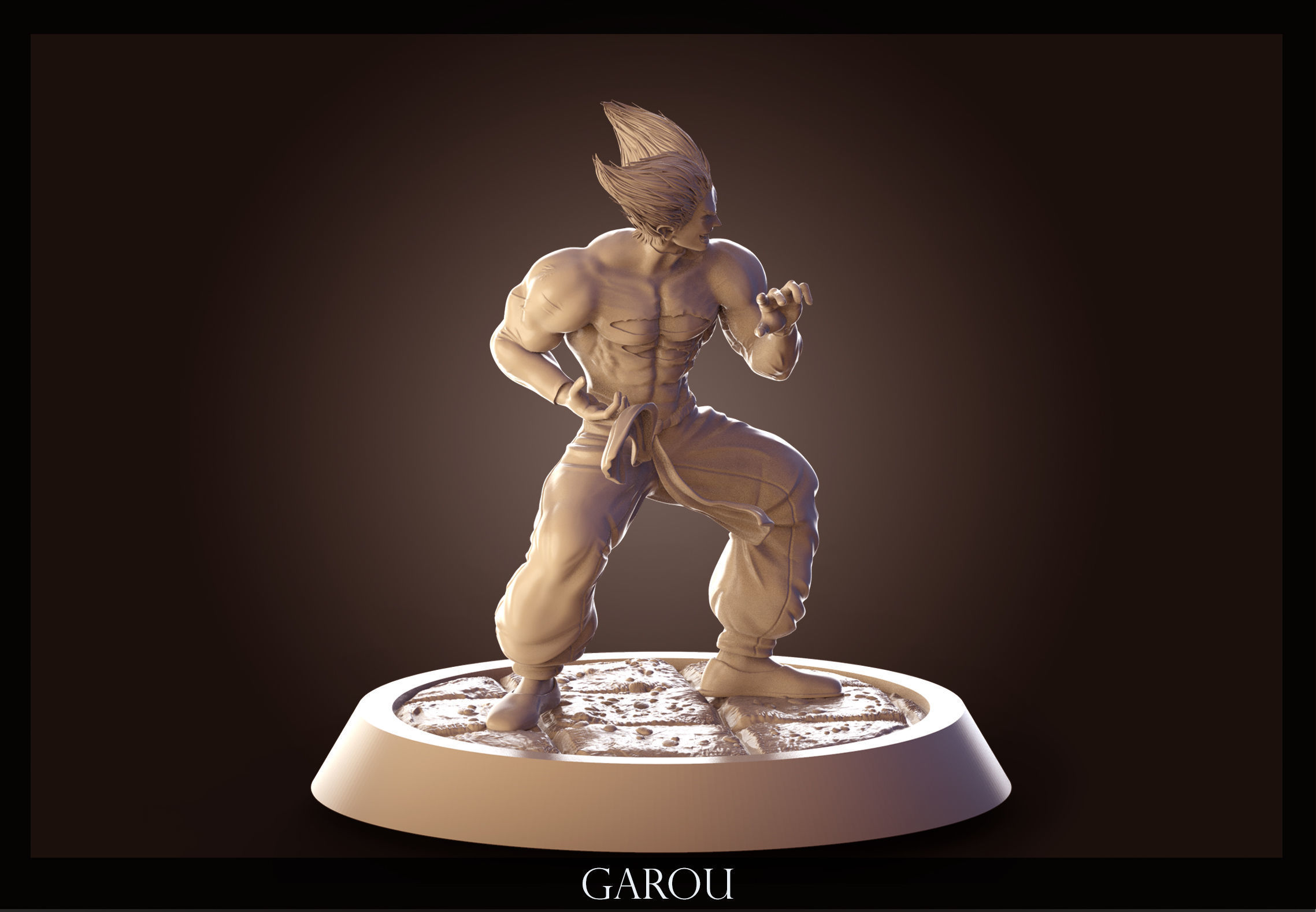 Garou statue of character garbo 3D print model_3