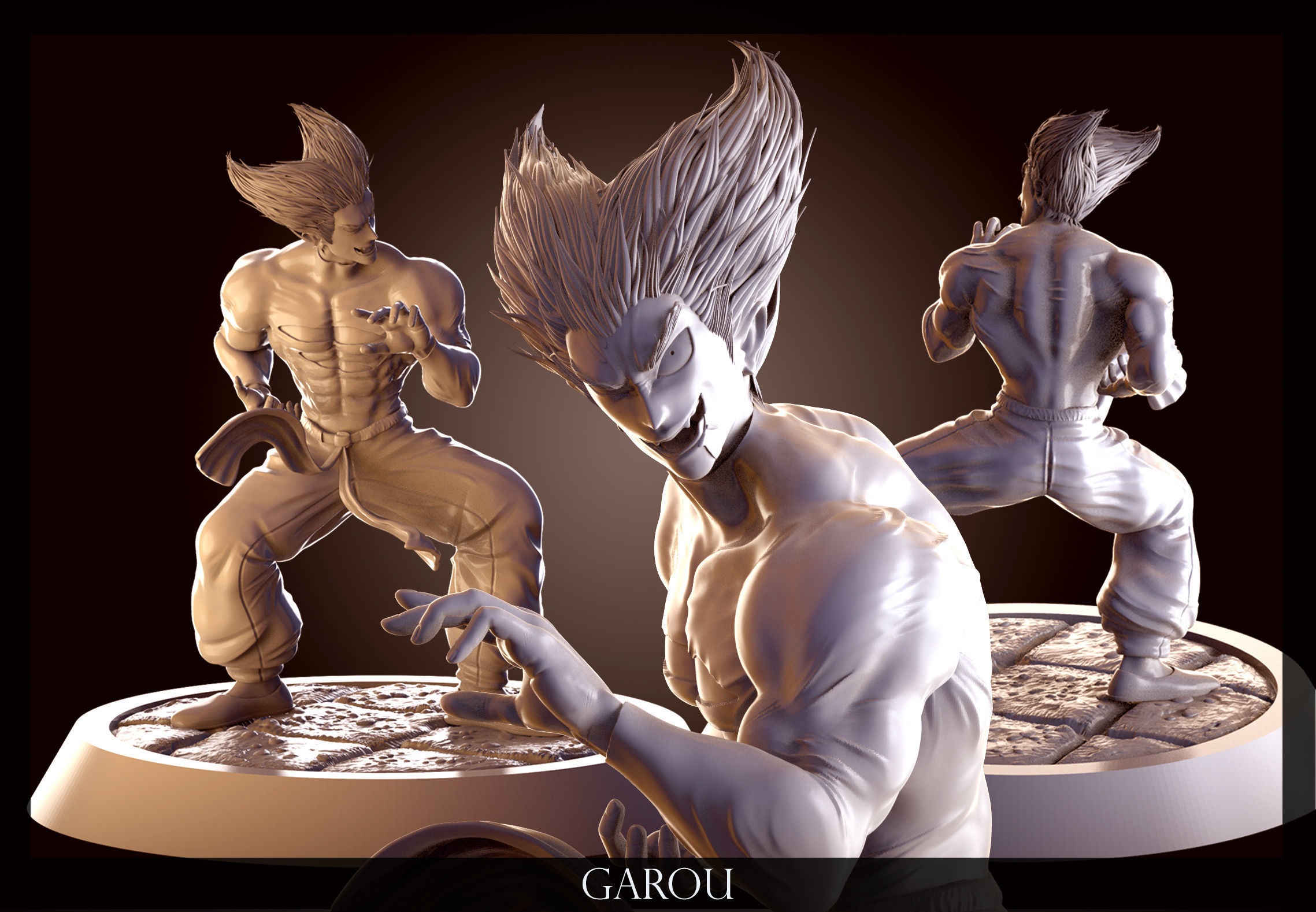 Garou statue of character garbo 3D print model_1