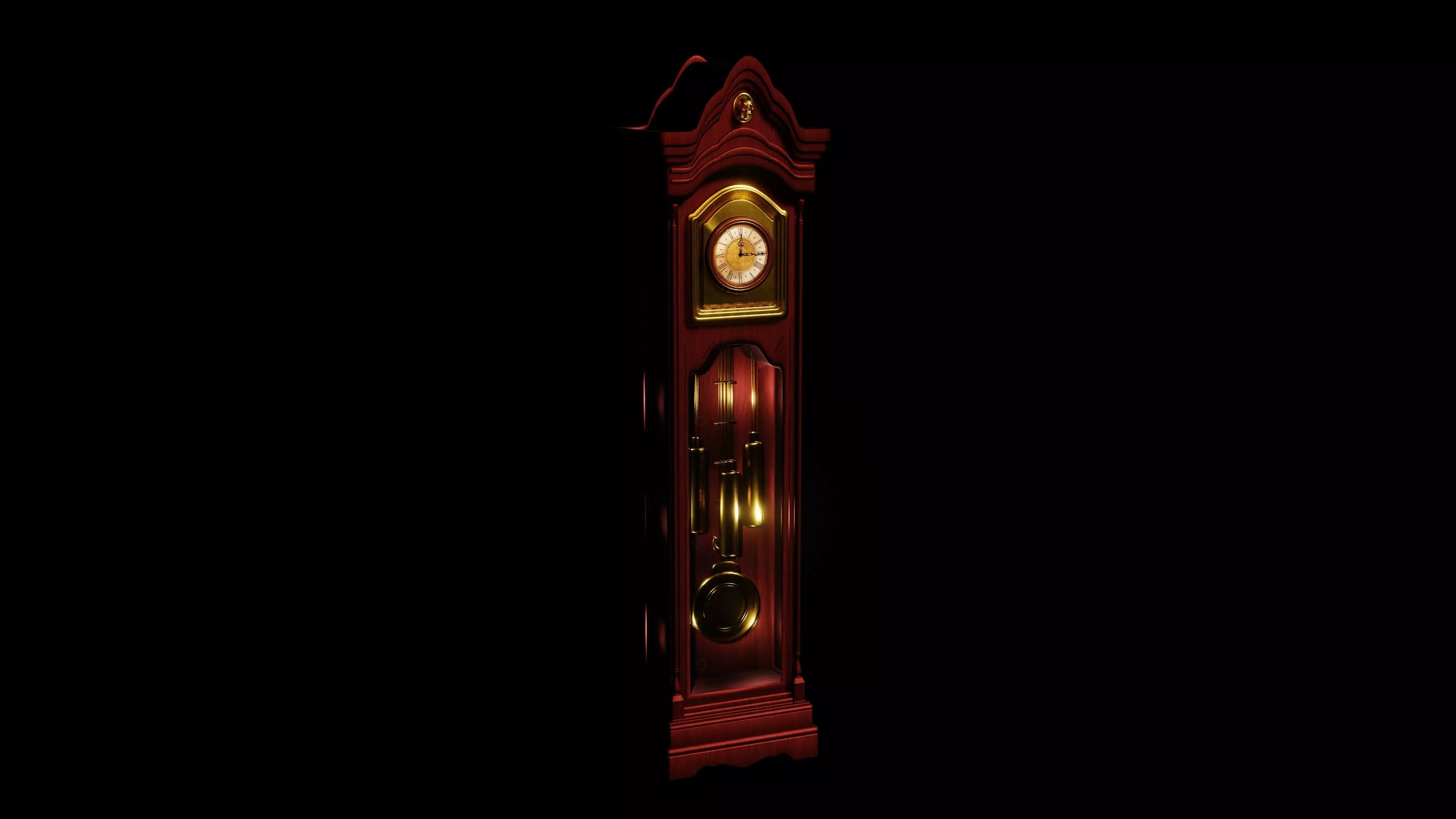 Grandfather Clock Low-poly 3D model_0