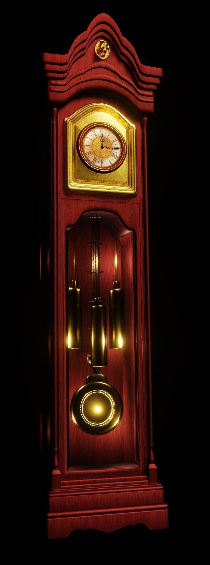 Grandfather Clock Low-poly 3D model_1