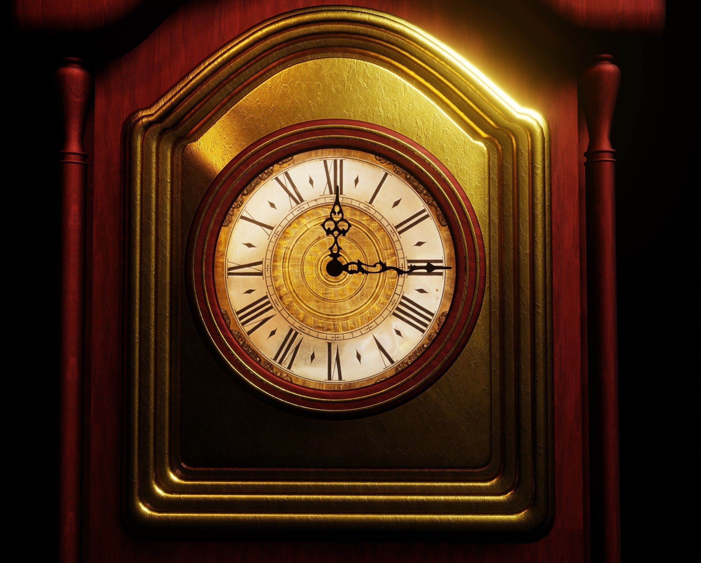 Grandfather Clock Low-poly 3D model_4